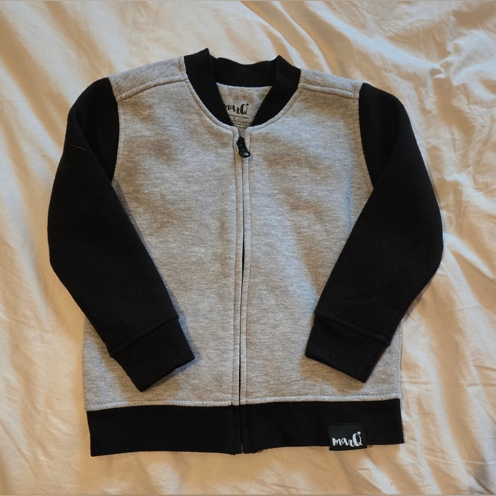 marQ Zip-Up 3T Unisex Bomber-Style Sweatshirt; Black & Grey; Organic & Recycled